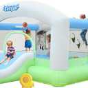 Large Bounce House for Big Kids, 14.8 x 14.5 FT Inflatable Bouncer Jumper Slide with 650W Blower, Basketball Hoop, Throw Ball Game, Ball Pits White