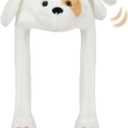 Animal Hat with Ears Moving Jumping Pop Up Beating Hat Plush Holiday Cosplay Dress Up Funny Gift for Kids