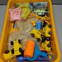 Construction Sensory Bin for Toddlers with 2-in-1 Play Mat & 2.8lbs Moldable Sand, Kids Sensory Bin with Lid & Handle, Toddler Sensory Kit Boys & Girls, Learning Activity, Gift Ages 3+