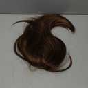 Ms Taj 12 Inch Hair Topper for Women with Thinning Hair, 6.5"x6.5" Large Base Synthetic Hair Topper with Bangs, Ladies-Dark Golden Brown with Highlights