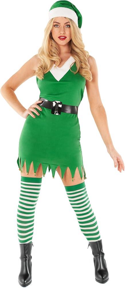 fun shack Elf Costume Adult Women, Christmas Fancy Dress, Christmas Outfits for Women, Womens Elf Outfit, Adult Elf Costume, Medium