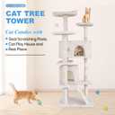 FDW | 54" Cat Tree Tower | Beige | Multi-Level Indoor Activity Center with Sisal Scratching Posts, Condos, Plush Perches, Hanging Cat Toys | Sturdy, Easy to Assemble | for Kittens & Adult Cats