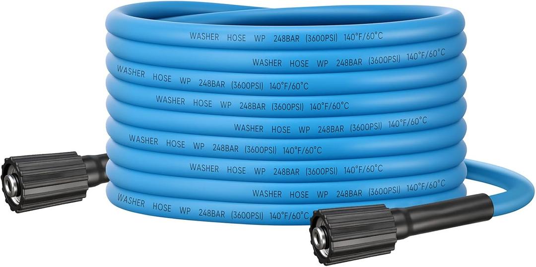 50FT Kink-Resistant Pressure Washer Hose  248Bar / 3600 PSI, Replacement Hose with M22 Fittings  Compatible with Ryobi, Greenworks, Troy-Bilt, CRAFTSMAN & Most Power Washers
