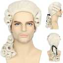 Miss U Hair Man Funny Wigs Men Blonde Colonial Powdered Wig Historical 18Th Century Wig for Halloween Costume