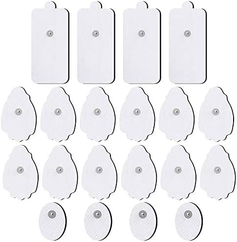 TENS/EMS Unit Replacement Pads NURSAL 20 Pack 3.5mm Snap Electrode Patches for Electrotherapy, Reusable Self-Adhesive Electrodes Pads, Compatible with Belifu, AVCOO, Neocarbon, MEDVICE TENS White