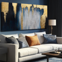 MLART99 Gold Foil Dark Blue Wall Decor Abstract Wall Art Modern Pictures for Living Room Bedroom Dining Room office Home Wall Decor, 24"x 48"