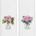 Elegant Pink Hydrangea Kitchen Towels, Rustic Hydrangea Floral Dish Tea Towels for Kitchen Decor, Cottagecore Flower Botanical Decorative Hand Towel for Bathroom, 16x24 Inch Set of 2
