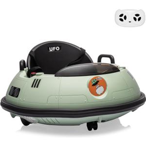 12V Electric Ride on Bumper Car for Toddlers, Kids Bumper Car with Remote Control, 360 Degree Spin, 3 Speed, LED Lights, Dual Joysticks, Safety Belt for 18+ Months Kids, Green