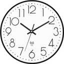 Foxtop Atomic Wall Clock Battery Operated Round Analog Modern Wall Clock Sets Automatically for Office Classroom Bedroom Kitchen Living Room (Black)