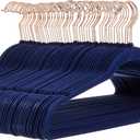 Amazon Basics Slim Velvet, Non-Slip Suit Clothes Hangers, Pack of 50, Navy Blue/Rose Gold