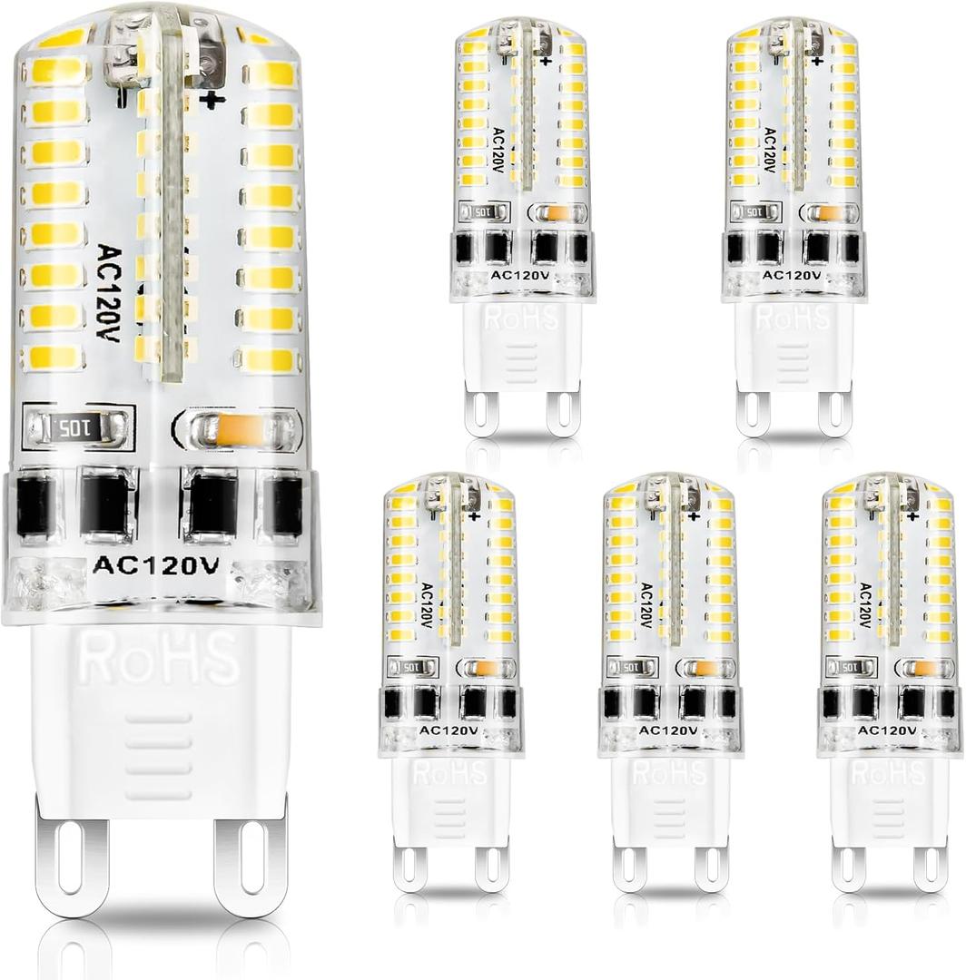 YGS-Tech G9 LED Bulb Dimmable, 4W(35W Halogen Equivalent), G9 Light Bulbs, 3000K Warm White, CRI80, G9 Base Bulb for Chandelier, Interior Decoration Lighting, Commodity Display Lighting, 6-Pack