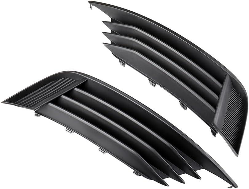 Compatible with Audi A3 S3 2013-2017 Set of Front Lower Bumper Foglight Fog Lamp Grille Cover Black
