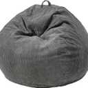 Hobestluk 3.5FT Bean Bag Chair Large Bean Bag with Filler Included Bean Bag Chairs for Adults Teardrop Bean Bag Chair with Removable Cover for Bedroom Living Room - (Large, Grey)