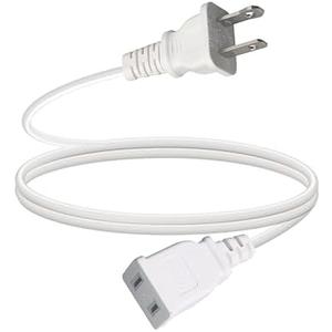 6FT Indoor Power Extension Cord, NISPTt 2 18 AWG 2 Prong 1250W 10A Polarized Plug Christmas Light Thin Flat Extension Cord for TV, Home Office Travel Use, White Cords (1 Pack)