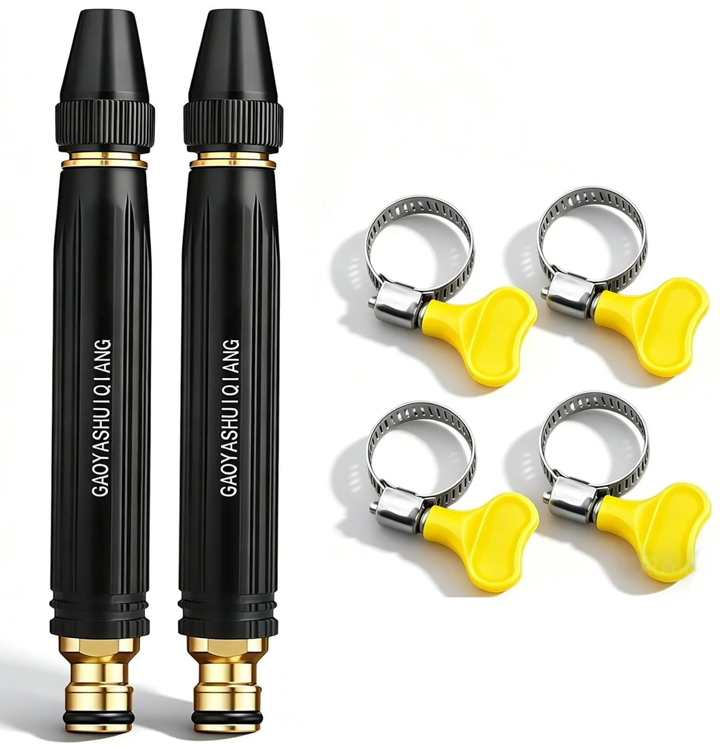 2PC 2026 High Pressure Car Wash Nozzle, Adjustable Jet Spray Nozzle for Garden Hose, Clamps for Car Washing, Patio Cleaning, Watering Plants