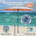 Handy Beach Umbrella & Anchor System, Large 7ft Silver Coated UPF 55 Canopy, 10 Second Installation, Wind Resistant, Durable, Lightweight, Comfortable Dual Pocket Bag Included