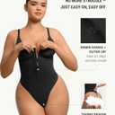 FeelinGirl Shapewear Bodysuit Tummy Control for Women Zip-Up Shapewear Thong Waist V Neck Body Shaper Going Out, Medium (Black)
