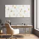 YETHEN WAL White and Gold Abstract Wall Art, Textured Geometric Canvas Painting, Neutral Modern Minimalist Wall Decor for Living Room Bedroom Office 20x40 Inch