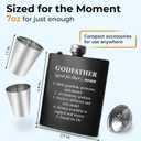 7oz Engraved Hip Flask Set for Godfather - "Will You Be My Godfather?" Thoughtful Godfather Proposal Gifts, Baptism to Father's Day Present from Godchild