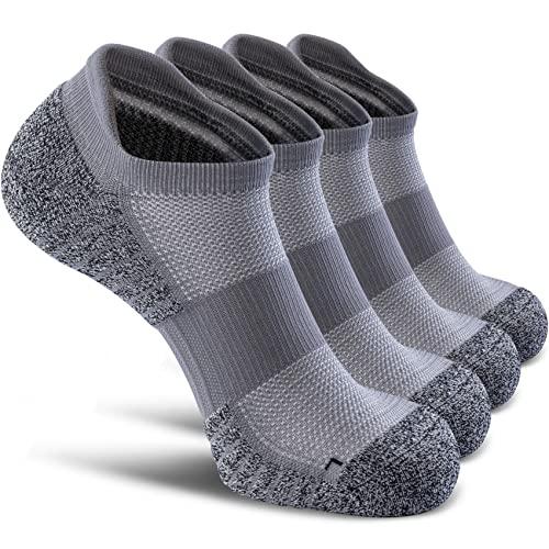 SITOISBE No Show Sports Compression Running Socks for Men Women Circulation 3-pairs, Low Cut Cushioned Socks Moisture Wicking Arch Support for Planter Faciatis Golf Exercise, Gray, X-Large
