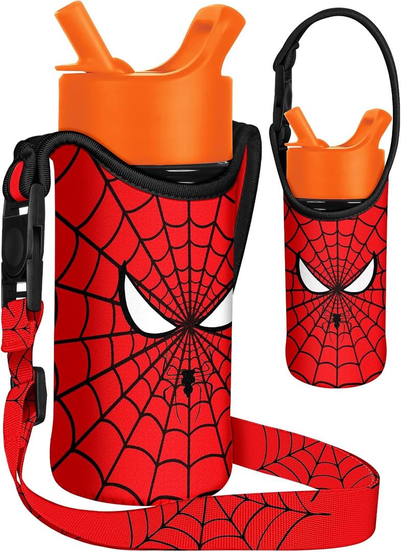Miss Adola Water Bottle Carrier with Strap - Handheld Kids Water Bottle Holder for 10-16 oz Cute Cartoon Design Neoprene Crossbody Bottle Sling Bag for Boys Girls for Insulated Drink Bottle, Eyes