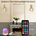 Battery-Operated Vintage Tulip Wall Sconce, RGBWCCT Rechargeable Bulb with 9 Colors, Tulip Smoke-Grey Glass and Brass Metal Frame, 90 Swivel Head, for Living Room Bedroom Hallway