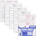 1099 NEC Forms 2025 4 Part Tax Forms Kit of Laser Forms, Compatible with QuickBooks and Accounting, 25 Pack, Software and Envelopes NOT Included, Made in The USA