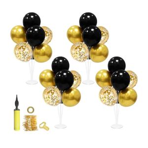 Black and Gold Party Decorations 4 Set Balloon Stand Table Centerpieces for Men's Women's Birthday Wedding Retirement Anniversary New Years Graduation Decorations 2026