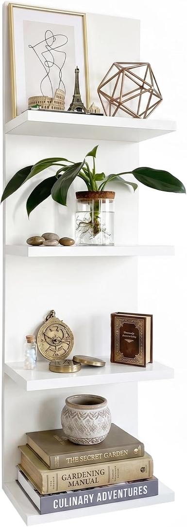 Homaterial 4 Tiers Floating Shelves, Wall Mounted, White, Big 4 Tier|38" Height