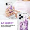 ANSHOW Compatible with iPhone 14 Pro Max Case for Women Girls Liquid Glitter Case,[ with Two Screen Protectors ] Cute Sparkly Clear Shiny Bling Sparkle Phone Cases Clear,Purple