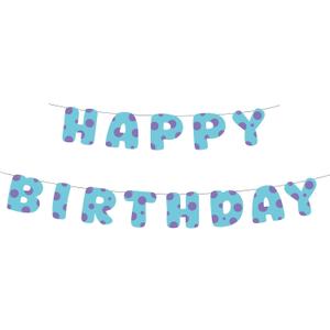 Anime Happy Birthday Banner, Blue and Purple Dots Print Paper Garland for Kids Boys Girls Birthday Party Decorations Cartoon Theme Party Supplies, Assembly Required