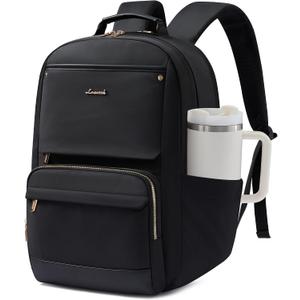 LOVEVOOK Laptop Backpack for Women with Large Capacity Cup Pocket, 17 inch Work Purse Travel Bag for Teacher Nurse, Waterproof Computer Business Back Pack, Cute Bookbag for School College, Black