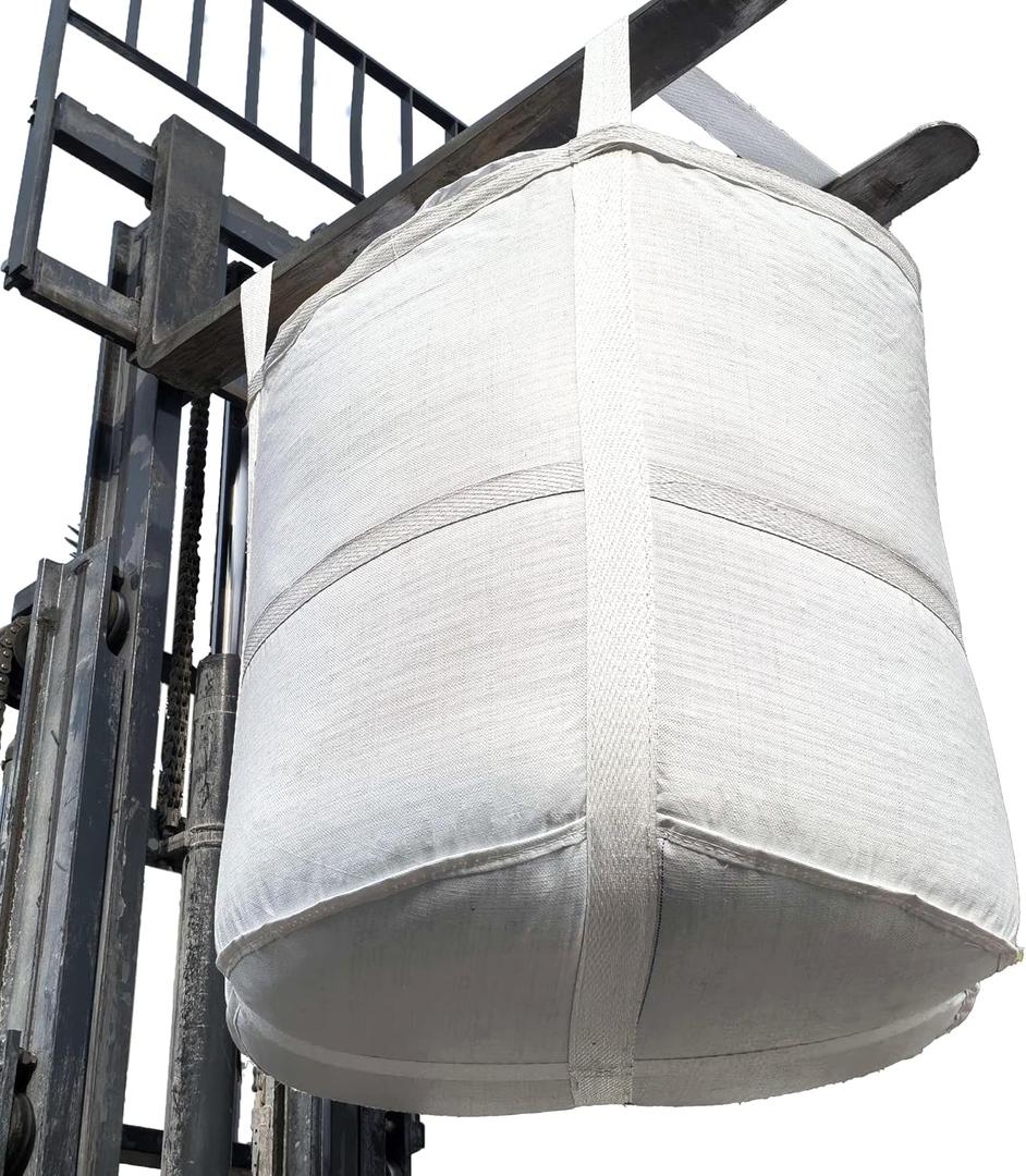 10Pcs Circular FIBC Bulk Bag,1.5 Ton Bag, Ø37.4" x 39.4"H,3300lbs SWL Safty Factor 3:1,Woven Polypropylene Bags,Double Hanging,Duffle Top Flat X-Bottom Support, X-Large