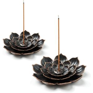 2 Pack Incense Burner, Incense Holder for Sticks, Brass Lotus Incense Stick Holder (Standard)