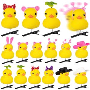 12 Pcs Duck Hair Clips, Cute Festival Rave Sprouts, Yellow Duck Hairpin Accessories for School Home Party Props