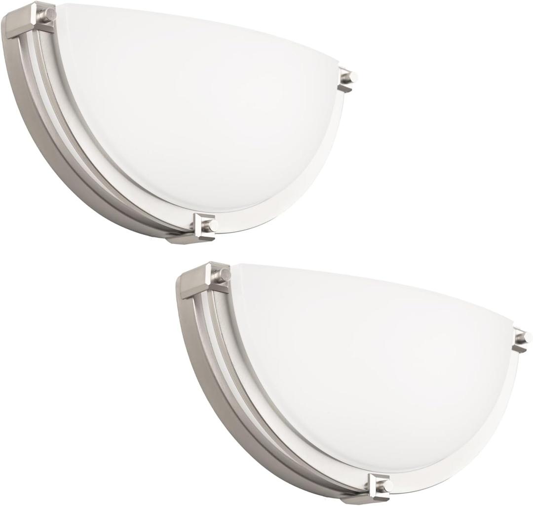 13 inch Dimmable LED Wall Sconce, Half Moon Wall Light Fixture, 3000K/4000K/5000K Color Temperature Adjustable, Modern Bathroom Vanity Light FixturesSuper Bright (Brushed Nickel) 2 Pack