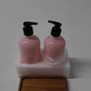 ALELION Dish Soap Dispenser for Kitchen - 16 OZ Glass Hand Soap Dispenser Set with Acacia Wood Tray - Pink Kitchen Bathroom Decor and Accessories