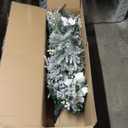 5ft Snow Flocked Hinged Christmas Tree w/Berries & Poinsettia Flowers CM23504