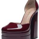DREAM PAIRS Women's High Chunky Platform Closed Toe Block Heels Square Toe Ankle Strap Dress Wedding Party Pumps Shoes Aurelia (9.5, Burgundy)