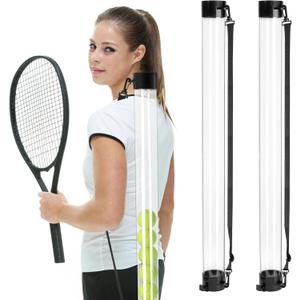 Hiceeden 2 Pack Tennis Ball Pick Up Tube with Strap, Tennis Ball Tube Picker Grabber, Tennis Ball Hopper Collector Tube for Retrieving Ball, Holds 15 Balls, Clear