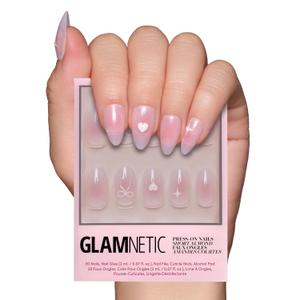 Glamnetic Almond Pink  Press On Short Nails With Bow,(30 Nails)