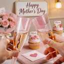 WDF 36 Pack Pink Glitter Plastic Champagne Flutes - 7OZ Disposable Pink Glasses Glitter Champagne Flutes Plastic for Party/Wedding/Spring/Mother's Day