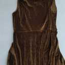 ZAFUL Womens Sleeveless Velvet Cocktail Dresses Cowl Neck Party Midi Wedding Guest Dress Ruched Slit Bodycon Dress (Small, Brown)