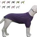 Lovelonglong Ribbed Dog T-Shirt Cotton Knitted Dog Sweaters for All Season Pet T-Shirts for Large Medium Small Dogs Purple 2XL