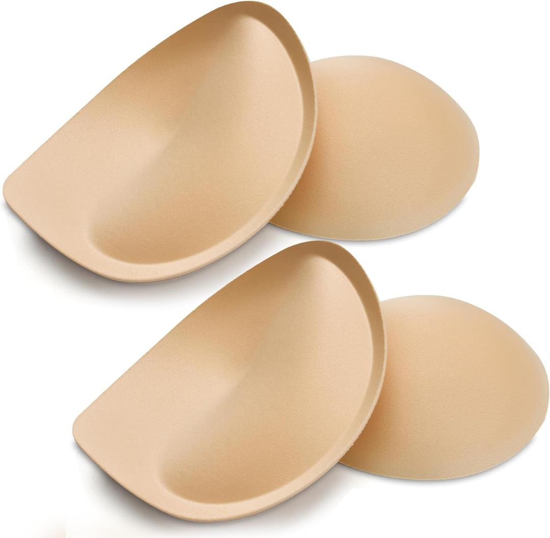 Nimiah Super Thick Push-up Inserts - 2 Pairs Sew in Bra Cups for Dress Breast Enhancer Add Cleavage in Swimsuit Sports Tops (Beige)