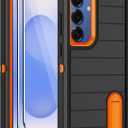 KECAI for Samsung Galaxy S25 Plus Case with 2 Screen Protectors,Heavy Duty Shockproof Drop Protection Military Grade Tri-Layer Rugged Phone Cover with Built-in Invisible Kickstand (6.7")