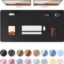 YSAGi Leather Desk Protector, Office Mat, Large Mouse Mat, Non-Slip PU Leather Blotter, Laptop Desk Pad, Waterproof Writing Pad for Office and Home (Black, 47.2" x 23.6")