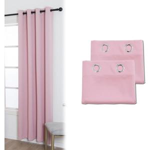 Blackout Protect Privacy Curtains for Bedroom,Pure Color Thermal Insulated Drapes Modern Living Room Darkening Grommet Top Window Treatments for Any Room 2 Panels,Pink,132 * 160CM