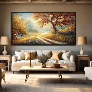 YDYSUNE Landscape Canvas Poster Wall Art Vintage Countryside Field Path Scenery Picture Print Wall Decor Retro Painting Artwork for Modern Home Bedroom Office 29x58inch