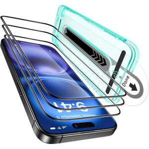 ESR 3 Pack for iPhone 16 Plus/iPhone 15 Plus Screen Protector, [9H Hardness] [Military Grade Shatterproof] Full Coverage Tempered Glass Film with Flawless Fit Tray, HD Clear, Scratch Resistant